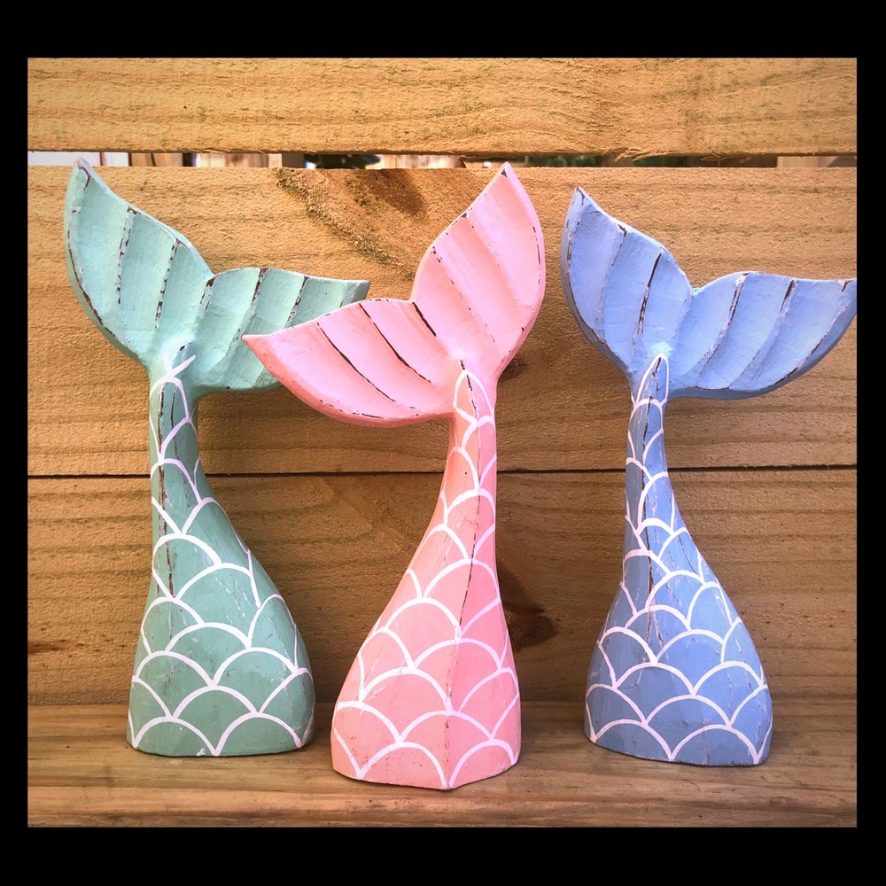 Hand crafted Wood Mermaid Tail Decor